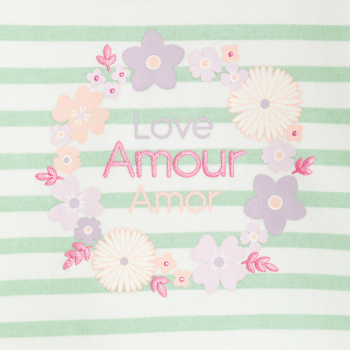 سترة مخططة من الصوف الناعم منمقة برسوم، باللون الأخضر للفتيات الصغيرات